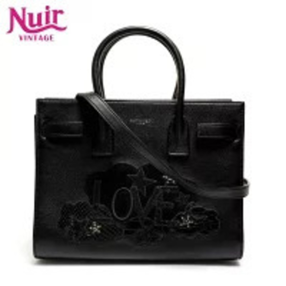 Yves Saint Laurent Sac de Jour Baby Leather Love Handbag Black